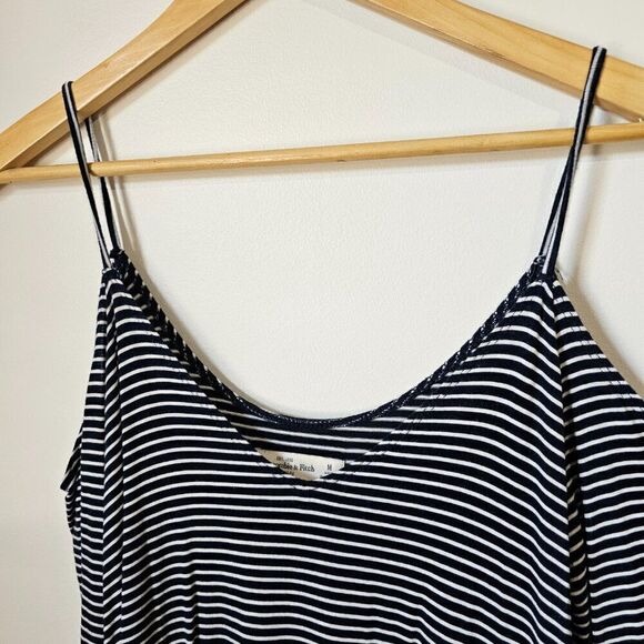 EUC ABERCROMBIE & FITCH STRIPED COLD SHOULDER TANK SHORT DRESS BELL SLEEVES SZ M - Picture 4 of 12